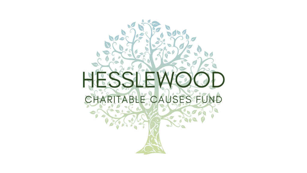 A digital drawing of a tree, with the words Hesslewood Charitable Causes Fund as overlay