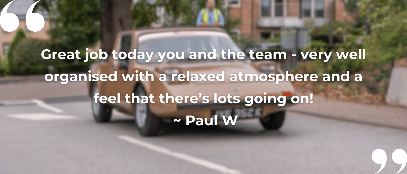 Quote that reads: Great job today you and the team - very well organised with a relaxed atmosphere and a feel that there’s lots going on! ~ Paul W