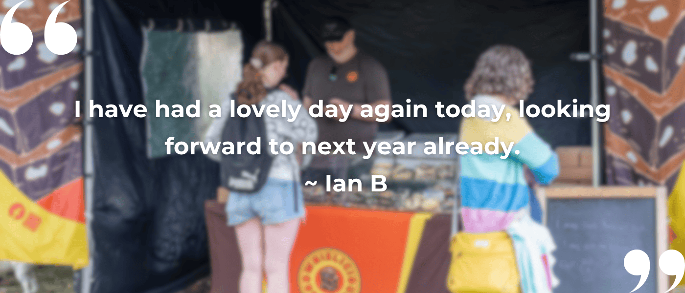 Quote that reads: I have had a lovely day again today, looking forward to next year already. ~ Ian B