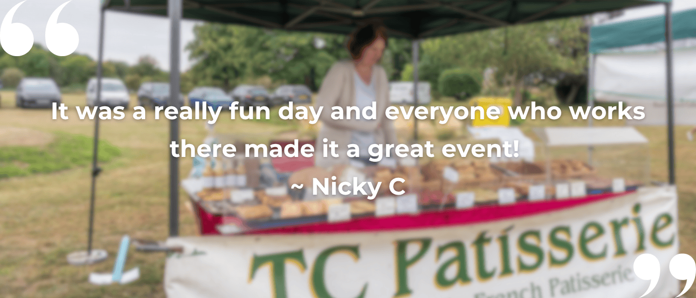 Quote that reads: It was a really fun day and everyone who works there made it a great event! ~ Nicky C